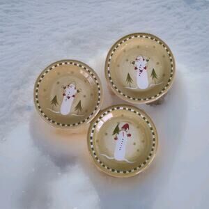 Sonoma Life Style Snowman ceramic dessert plate